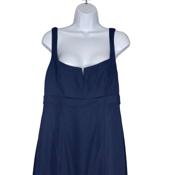AFTER SIX Wide Strap Notch Empire Waist Dress With Front Slit Midnight Navy 10 - Picture 3 of 11